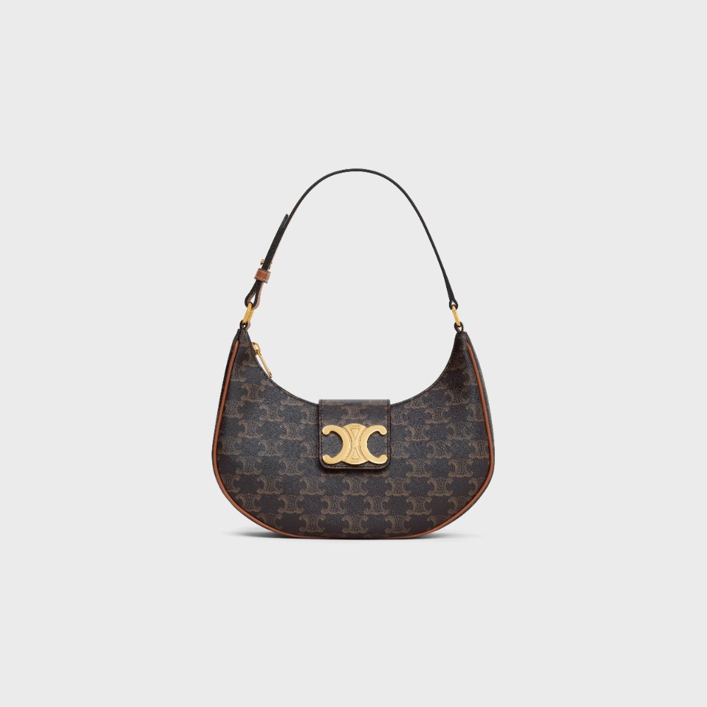 CELINE Medium Ava Triomphe Bag in Triomphe Canvas and Calfskin
