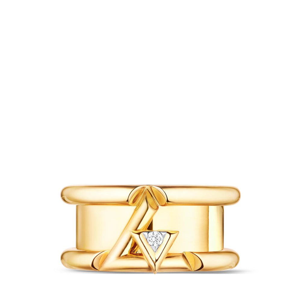 Louis Vuitton LV Volt One Band Ring, Yellow Gold and Diamond